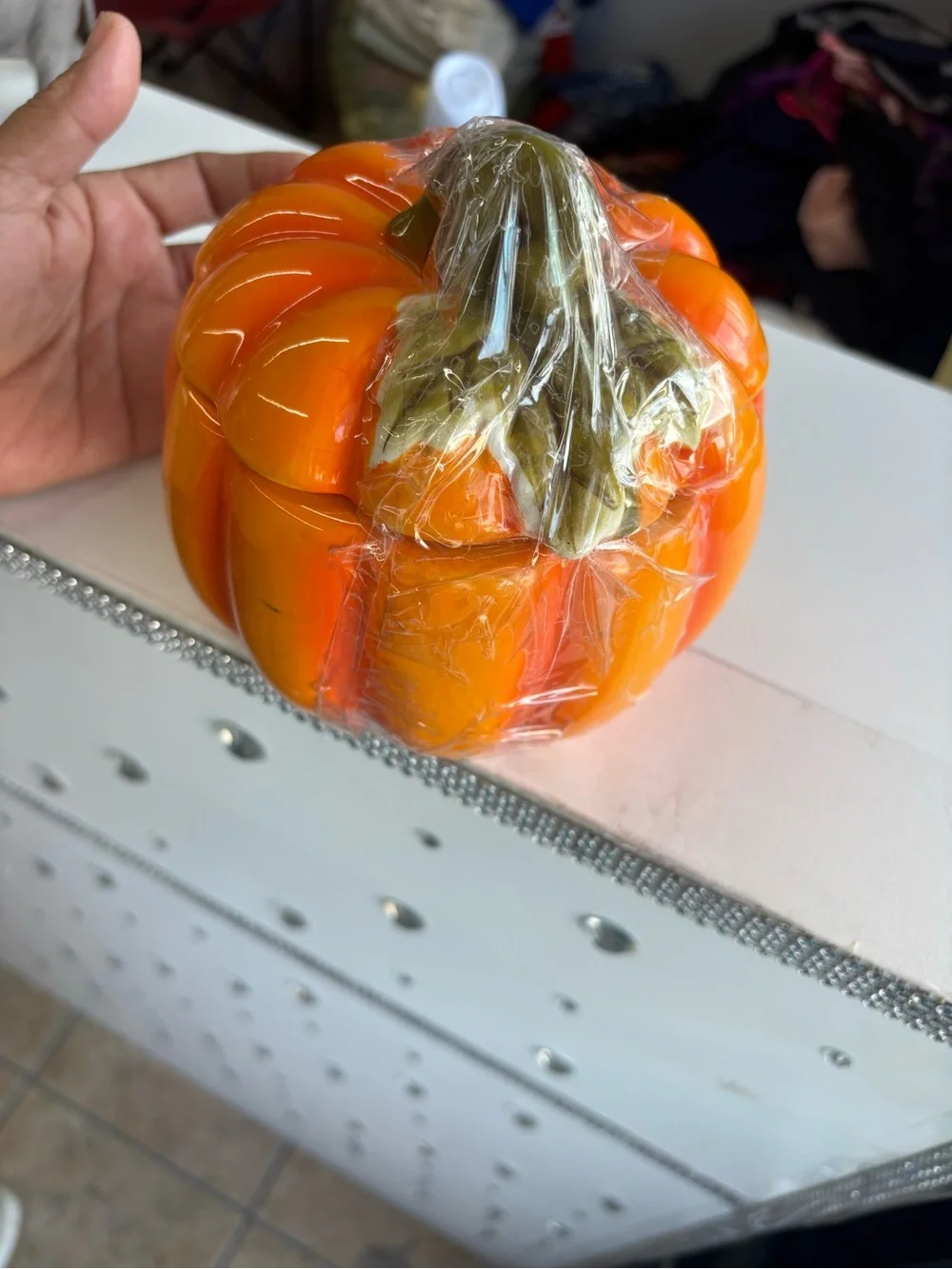 Decorative Orange Ceramic Pumpkin Food Storage Jar